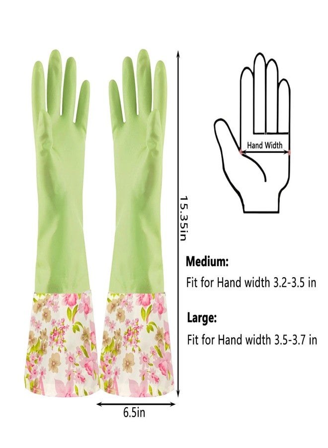 KINGFINGER Rubber Waterproof Dishwashing Gloves for Kitchen,Latex-Free Precision Flocking Household Cleaning Gloves(2pair, Large) - Image 2
